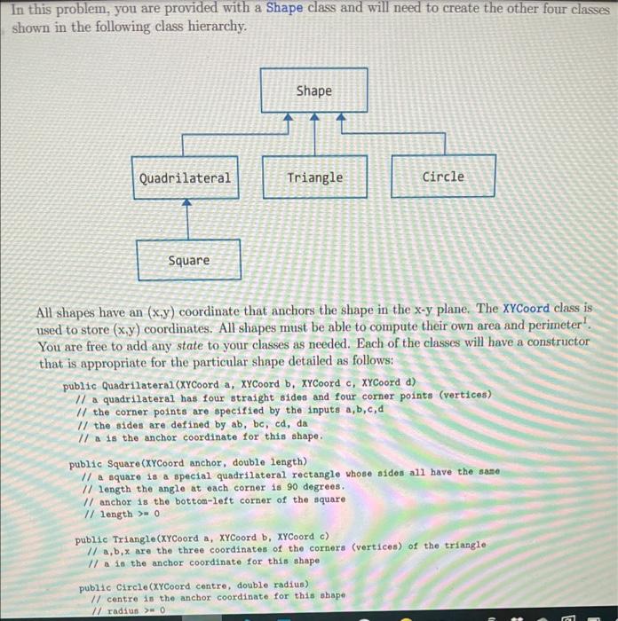 Solved In This Problem, You Are Provided With A Shape Class | Chegg.com