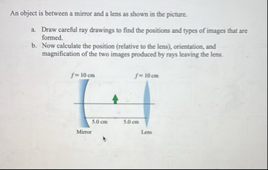 Solved An object is between a mirror and a lens as shown in | Chegg.com