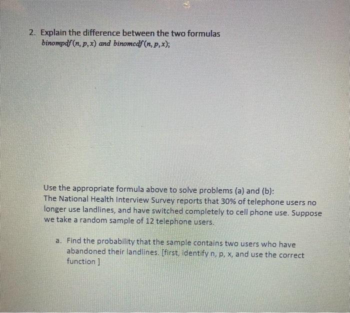 Solved 2. Explain the difference between the two formulas | Chegg.com