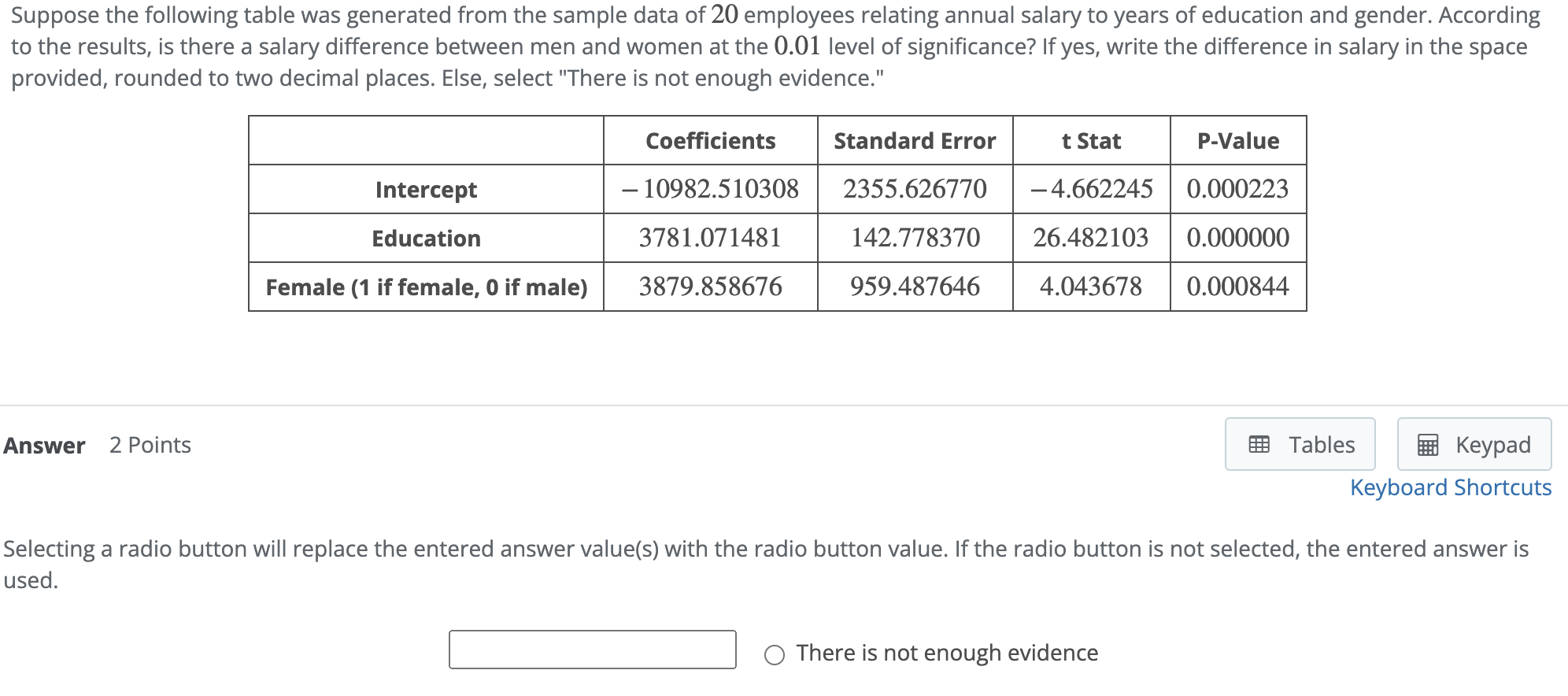Solved Suppose the following table was generated from the | Chegg.com