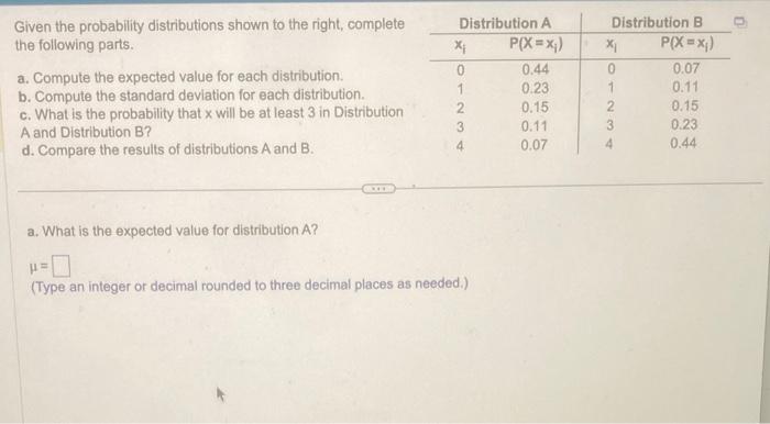 Solved Given the probability distributions shown to the | Chegg.com