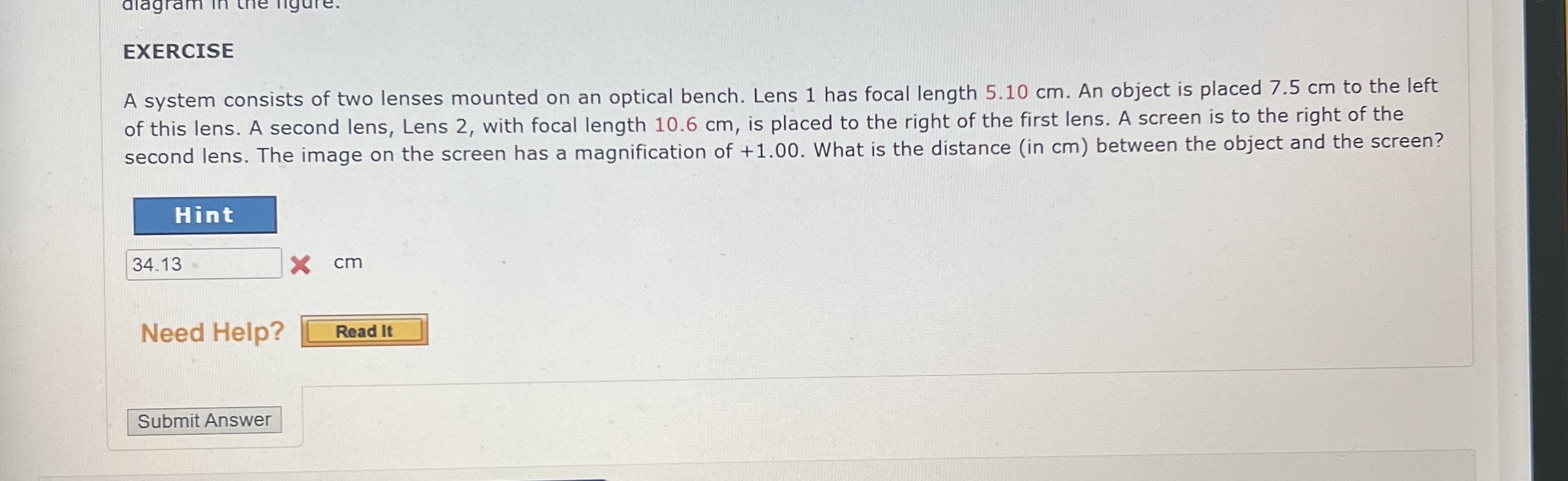 Solved EXERCISEA system consists of two lenses mounted on an | Chegg.com