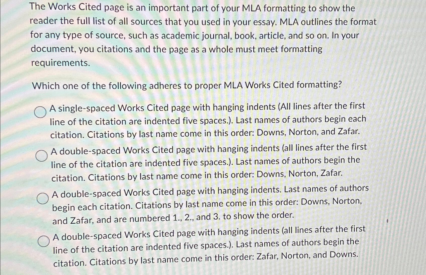Solved The Works Cited page is an important part of your MLA 