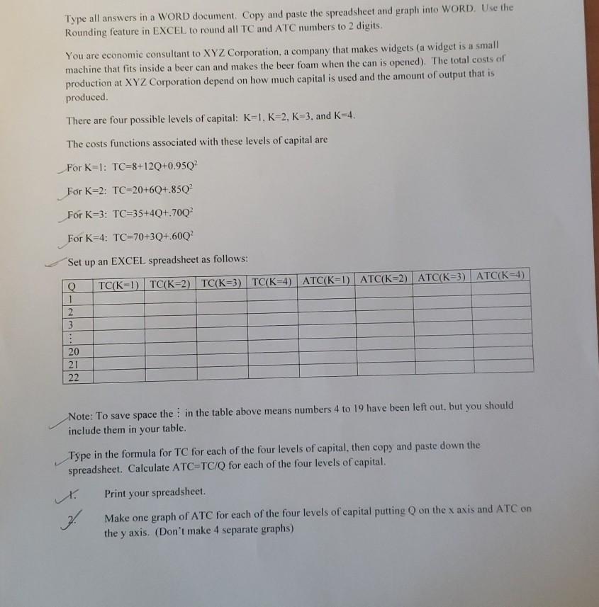 Type all answers in a WORD document. Copy and paste | Chegg.com