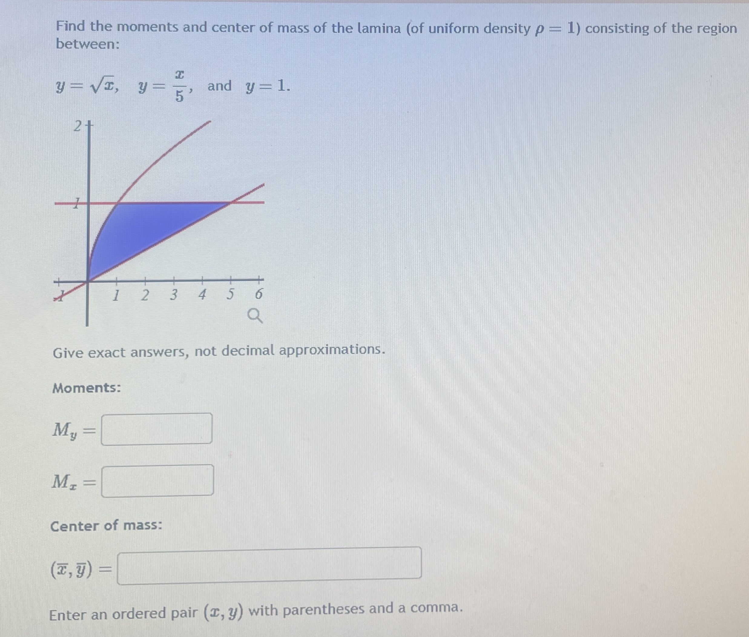 Solved Find the moments and center of mass of the lamina (of | Chegg.com