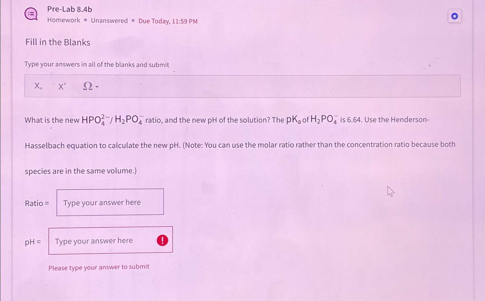 Pre-Lab 8.4bHomework * ﻿Unanswered * ﻿Due Today, | Chegg.com