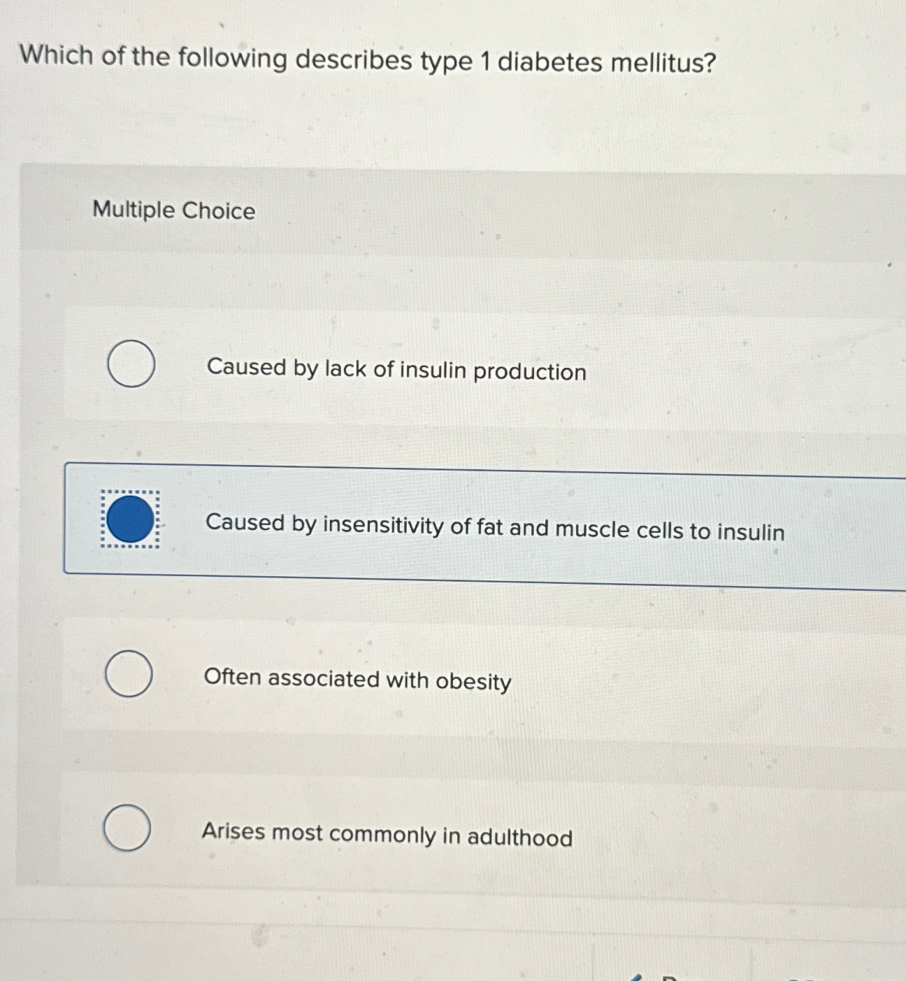 Solved Which of the following describes type 20 ﻿diabetes   Chegg.com