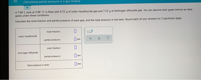 Solved Calculating partial pressure in a gas mixture A 7.00 | Chegg.com