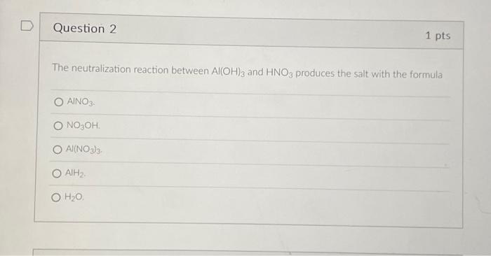 Solved The neutralization reaction between Al(OH)3 and HNO3 | Chegg.com