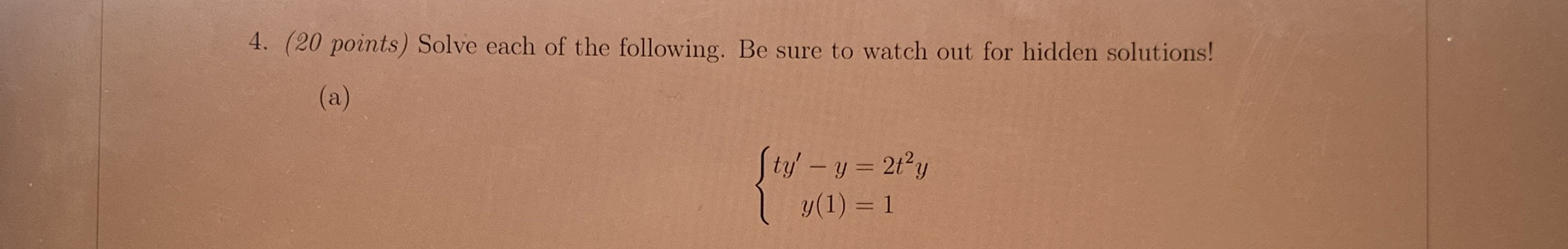 Solved (20 ﻿points) ﻿Solve each of the following. Be sure to | Chegg.com