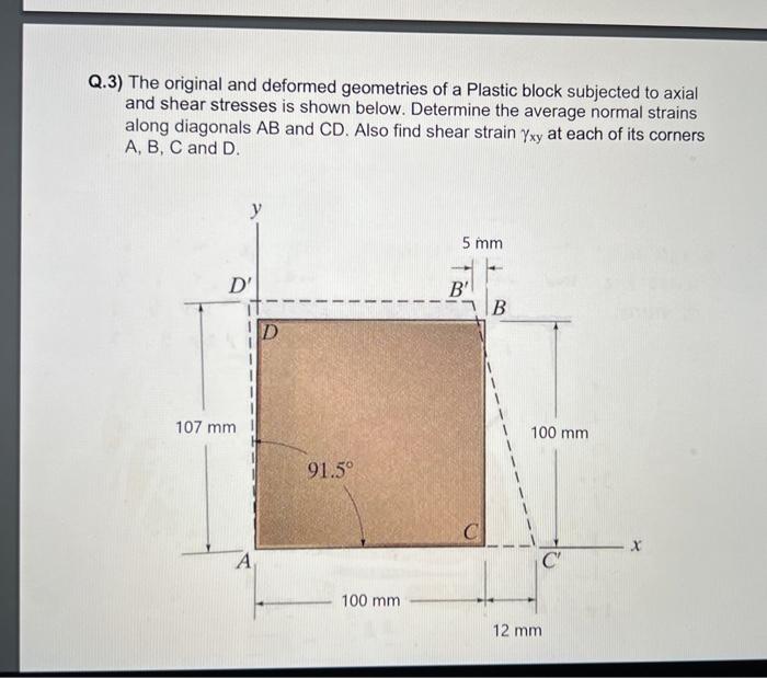 Solved 2.3) The original and deformed geometries of a | Chegg.com