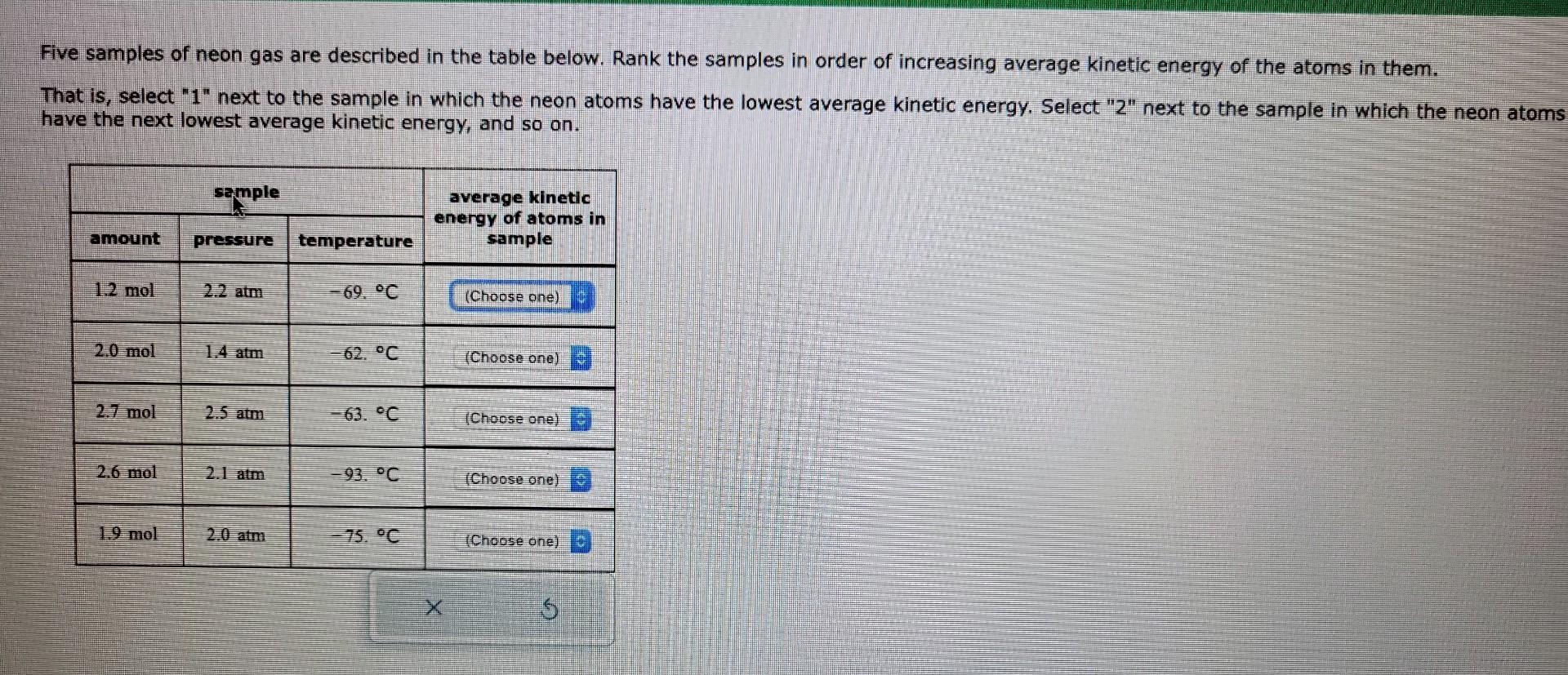 Solved Five samples of neon gas are described in the table | Chegg.com
