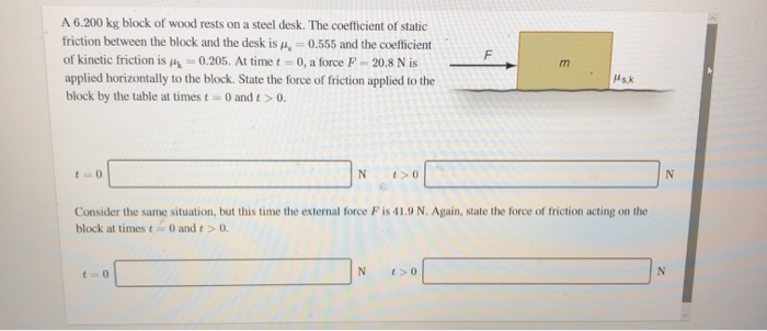 Solved A 6.200 Kg Block Of Wood Rests On A Steel Desk. The | Chegg.com