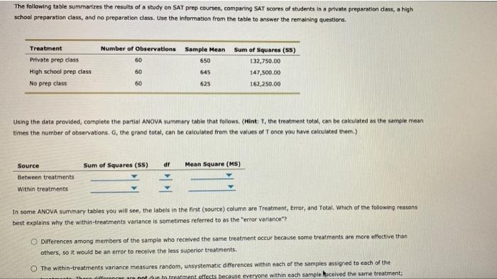 Solved The following table summarizes the results of a study | Chegg.com
