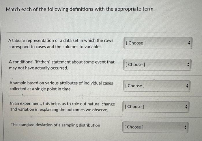 Solved Match Each Of The Following Definitions With The | Chegg.com