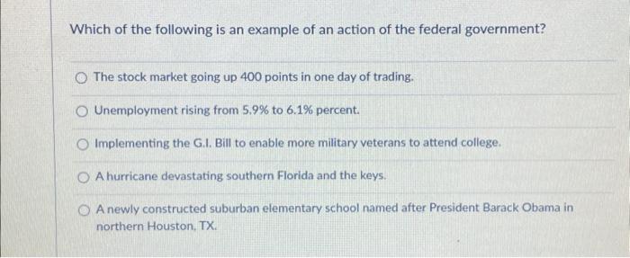 Which of the following is an example of an action of | Chegg.com