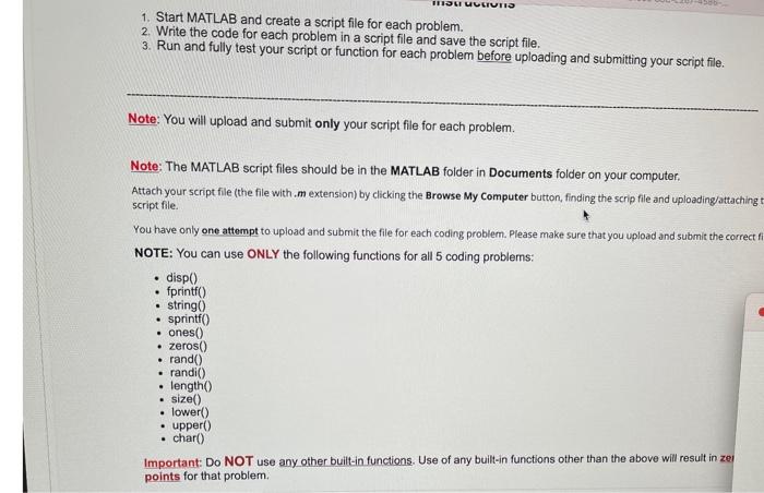 Solved HU UGLUTS 1. Start MATLAB and create a script file | Chegg.com
