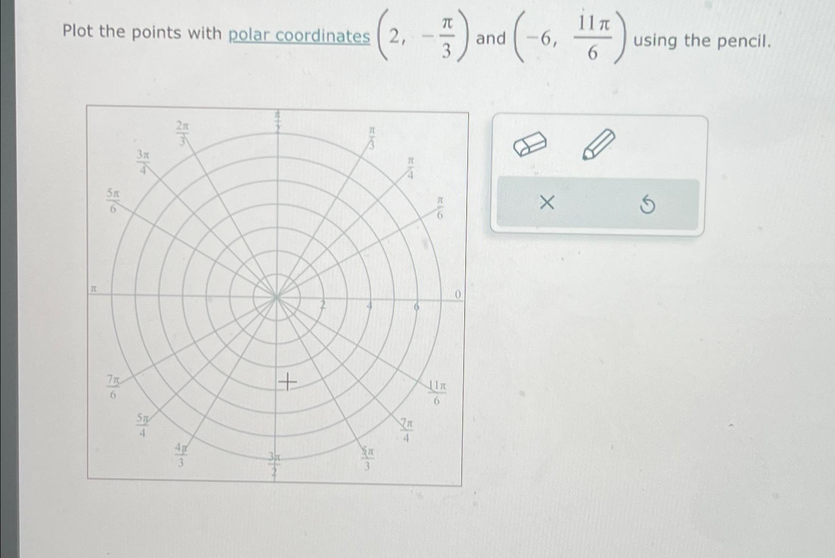 Solved Plot the points with polar coordinates (2,-π3) ﻿and | Chegg.com