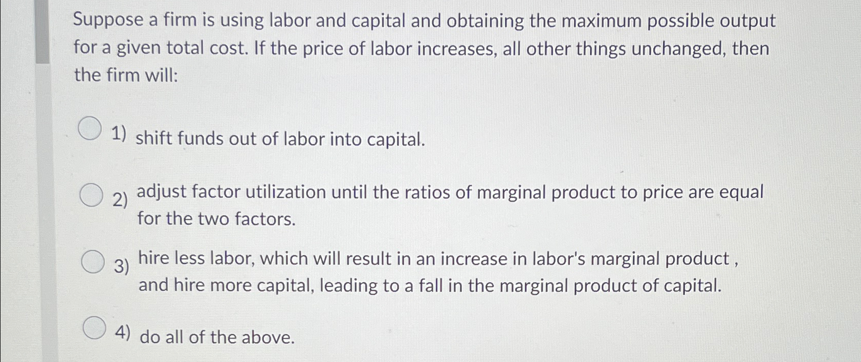 Solved Suppose a firm is using labor and capital and | Chegg.com