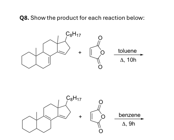 Solved Q8. ﻿Show the product for each reaction below: | Chegg.com