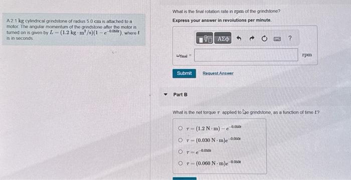 Solved What is the final rotation rate in rpm of the | Chegg.com