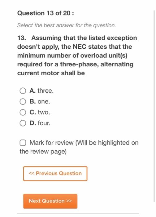 Solved Question 13 of 20: Select the best answer for the | Chegg.com