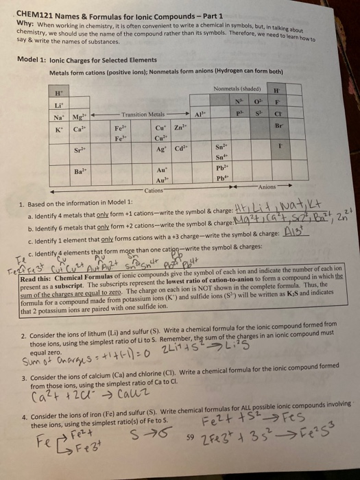 Chem121 Names Formulas For Lonic Compounds Par Chegg Com