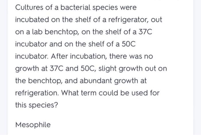 Solved Cultures of a bacterial species were incubated on the | Chegg.com