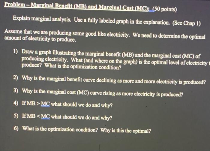 Solved Problem - Marginal Benefit (MB) And Marginal Cost | Chegg.com