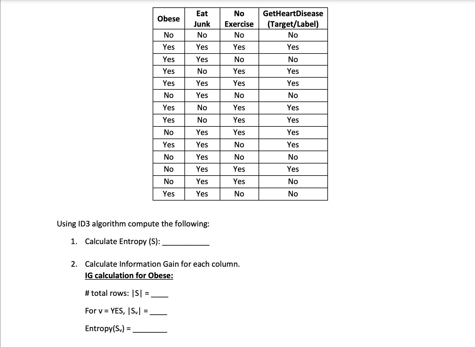Solved Use the dataset below to learn a decision tree that | Chegg.com