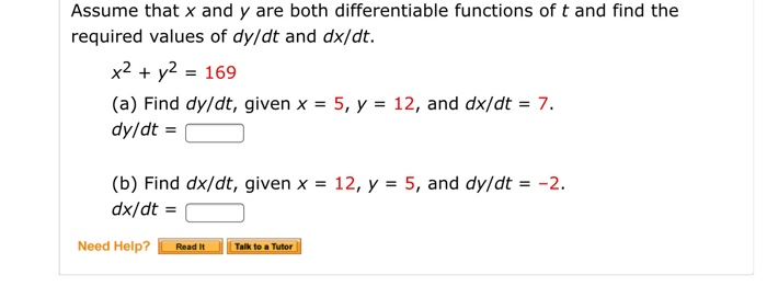 Solved Assume That X And Y Are Both Differentiable Functions