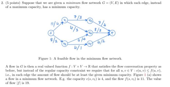 2. 5 points) Suppose that we are given a minimum flow | Chegg.com