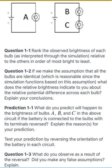 Solved + B A С Question 1-1 Rank the observed brightness of | Chegg.com