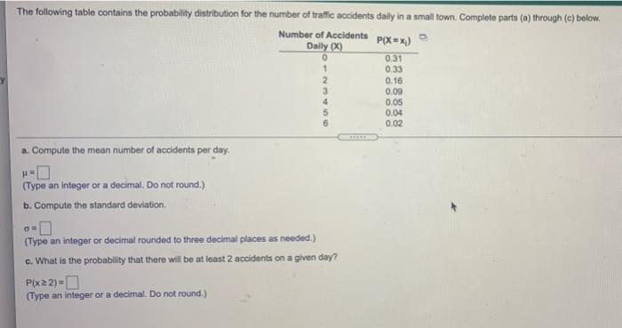 Solved The following table contains the probability | Chegg.com