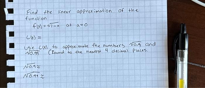 Solved Find the linear approximation of the function | Chegg.com