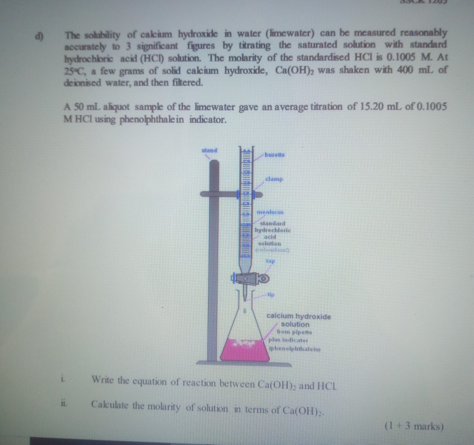 calcium hydroxide solubility experiment