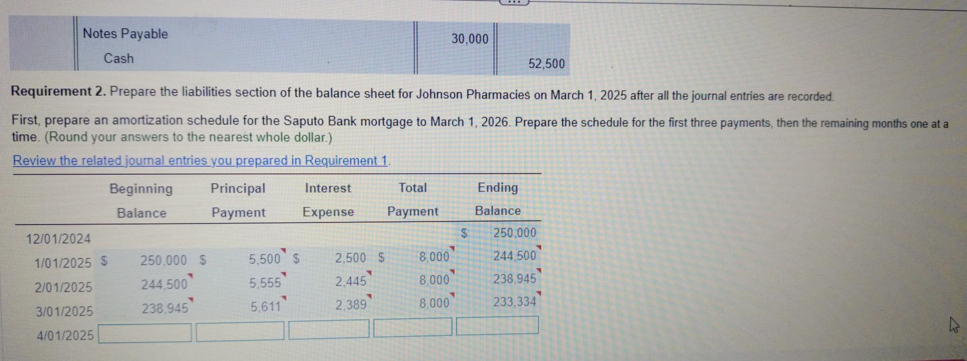 Solved Requirement 2. Prepare the liabilities section of the 