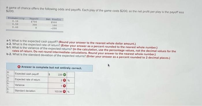 Solved A game of chance offers the following odds and | Chegg.com