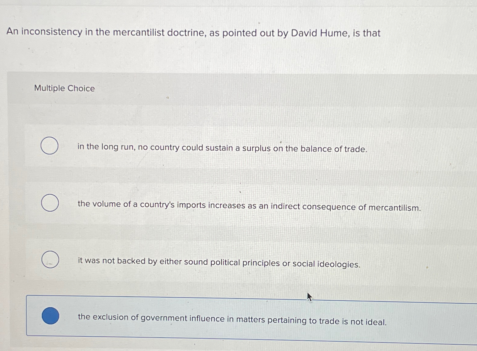 Solved An inconsistency in the mercantilist doctrine, as | Chegg.com