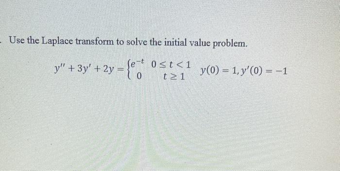 Solved Use the Laplace transform to solve the initial value | Chegg.com
