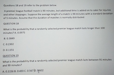 Solved Questions 18 ﻿and 19 ﻿refer to the problem below.A | Chegg.com