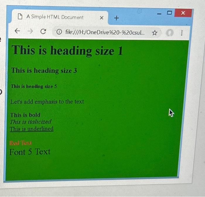 Solved instructions:try to create a HTML file that shows | Chegg.com