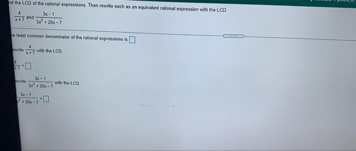 Solved nd the LCD of the rational expressions. Then rewrite | Chegg.com