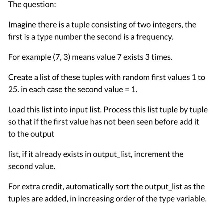 Solved The question: Imagine there is a tuple consisting of | Chegg.com