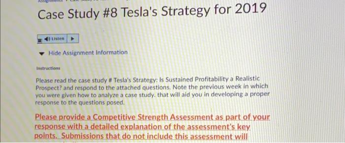 case study tesla assignment instructions