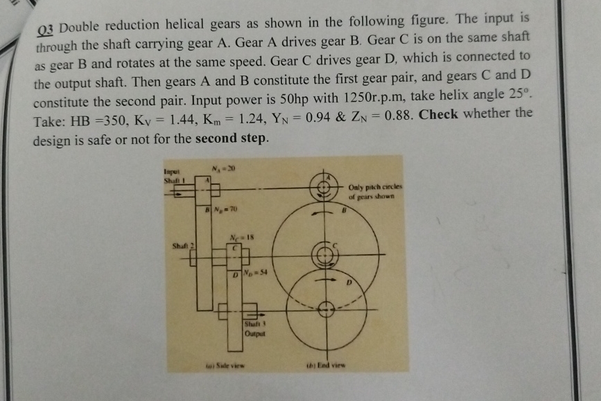 Solved Q3 ﻿Double reduction helical gears as shown in the | Chegg.com