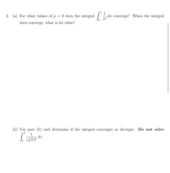 integral of 1 x p from 0 to 1