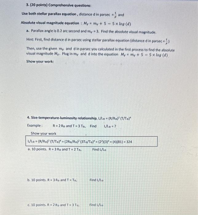 Solved 1 stellar parallax distance d in parsec p1 where chegg