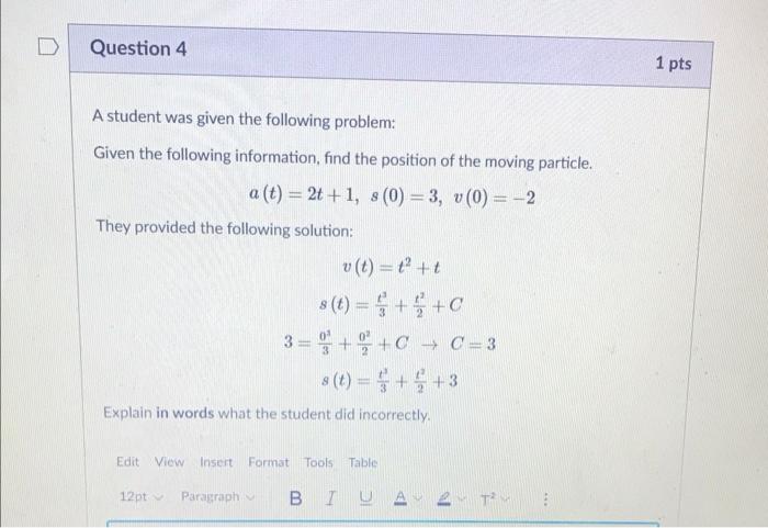 Solved Question 4 1 Pts A Student Was Given The Following | Chegg.com