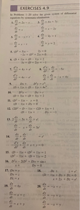 Solved 2- EXERCISES 4.9 In Problems 1-20 solve the given | Chegg.com